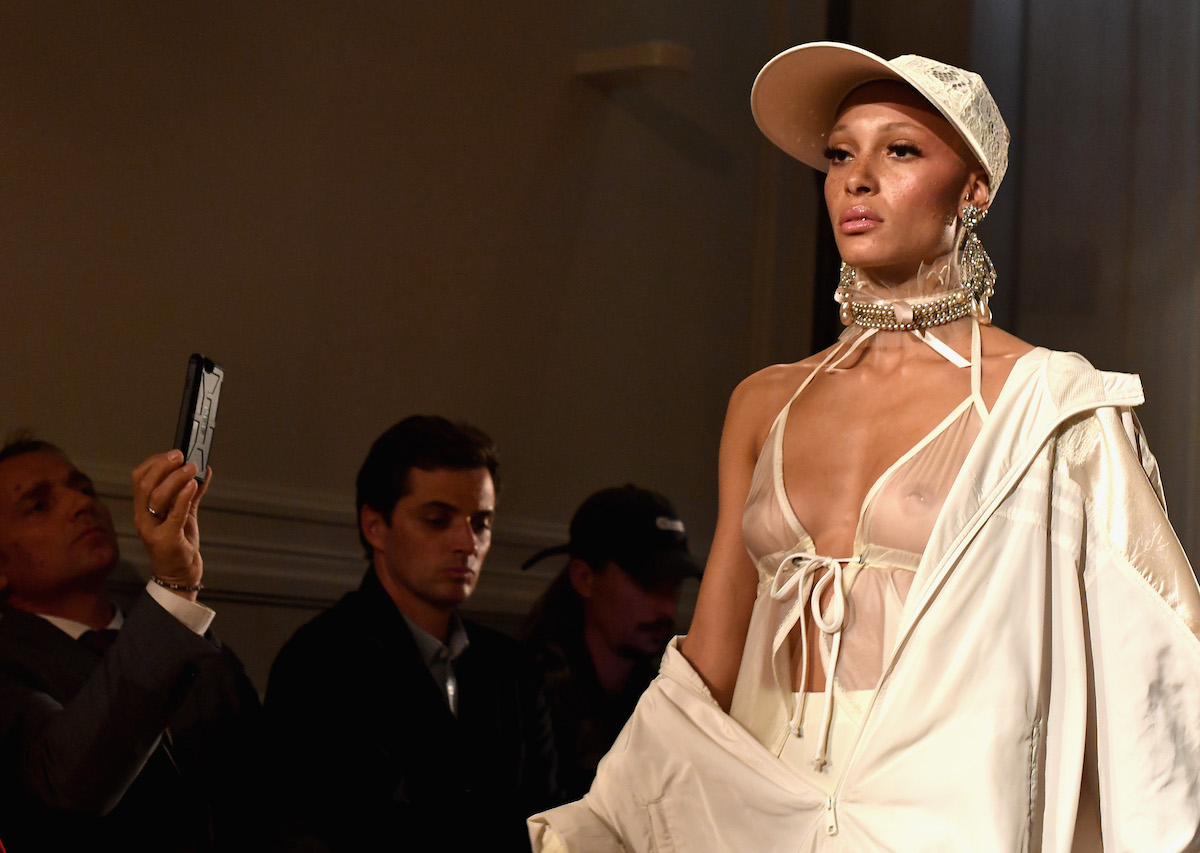PARIS, FRANCE - SEPTEMBER 28: A model walks the runway during FENTY x PUMA by Rihanna at Hotel Salomon de Rothschild on September 28, 2016 in Paris, France. (Photo by Jacopo Raule/Getty Images for Fenty x Puma)