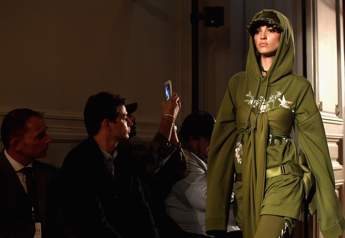 PARIS, FRANCE - SEPTEMBER 28: A model walks the runway during FENTY x PUMA by Rihanna at Hotel Salomon de Rothschild on September 28, 2016 in Paris, France. (Photo by Jacopo Raule/Getty Images for Fenty x Puma)